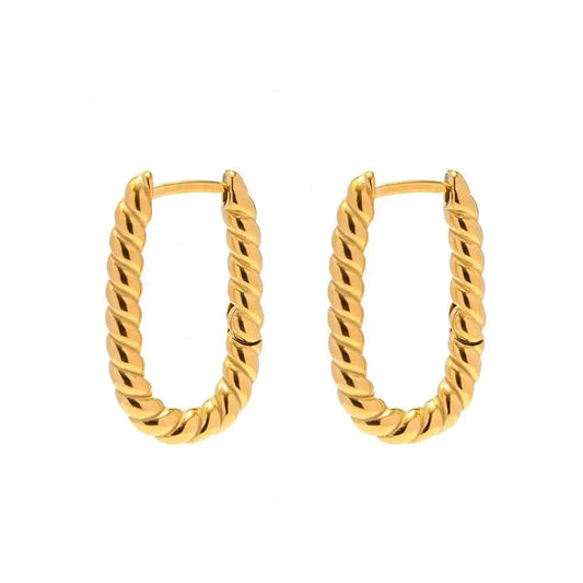 TRENDY / E2189 E2189 Minimalist Woven Twisted Symmetrical Ins Paris PVD 18K Gold Plated Stainless Steel Hoop Earring