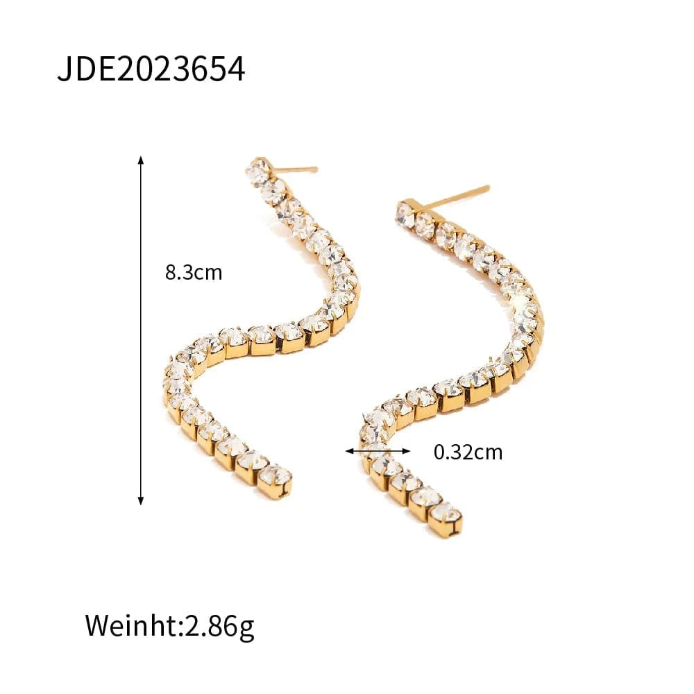 trendy / E2216 E2216 Luxury Jewelry Stainless Steel Full Round CZ Zircon Long Tassel Chain Earring for Girls Party