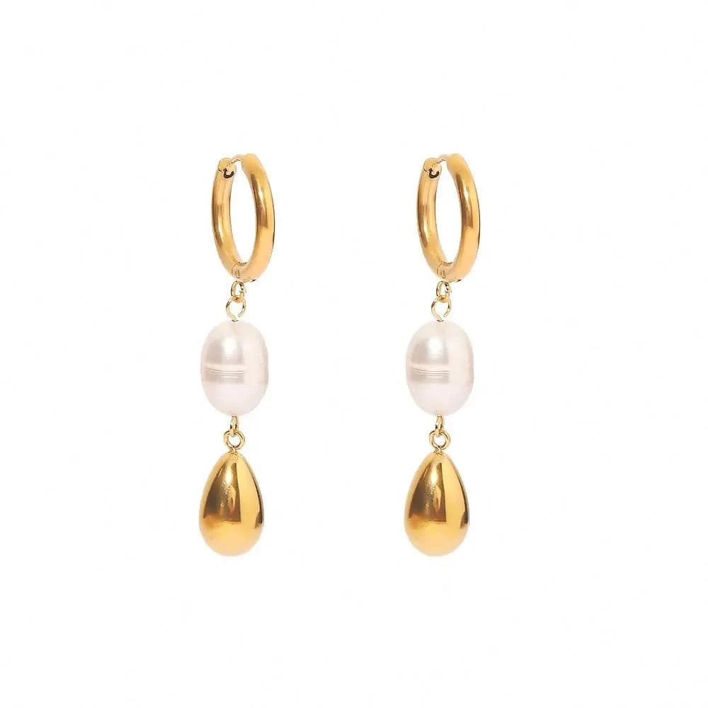 trendy / E2231 E2231 Baroque Pearl Drop Earrings Stainless Steel Waterdrop Freshwater Pearl Drop Earring for Women