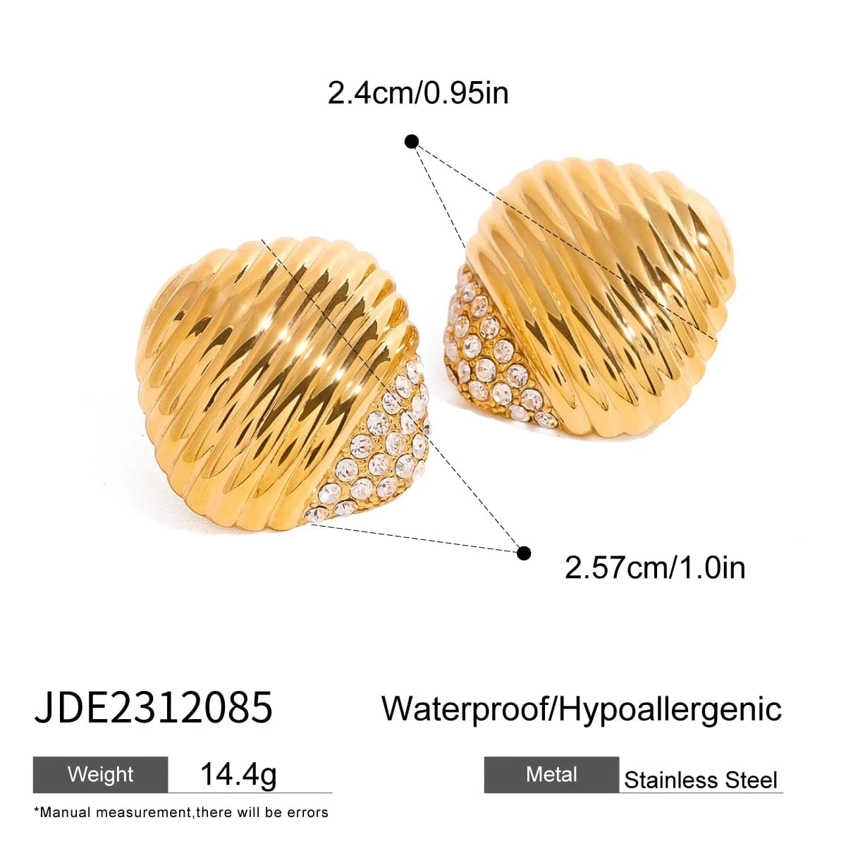TRENDY / E2401 E2401 Designer Drop Earring 18k PVD Gold Plated Stainless Steel Czech Diamond Minimalist Geometric Square Earrings
