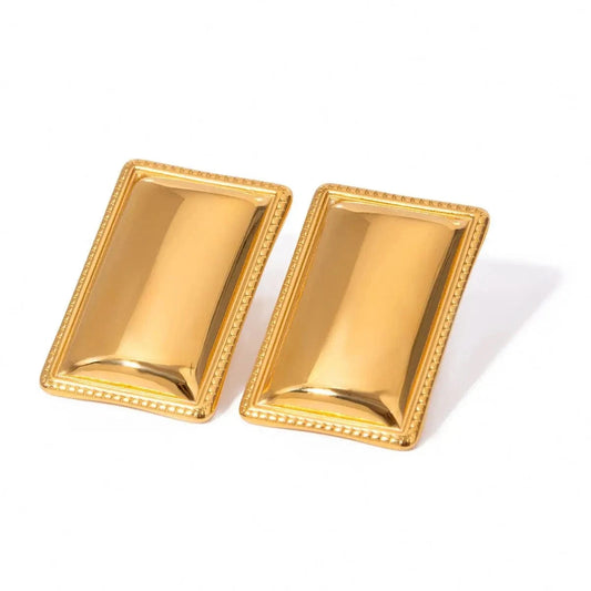 TRENDY / E2407 E2407 Ins 18k Gold Plated Stainless Steel Waterproof Simple Square Polished Earrings