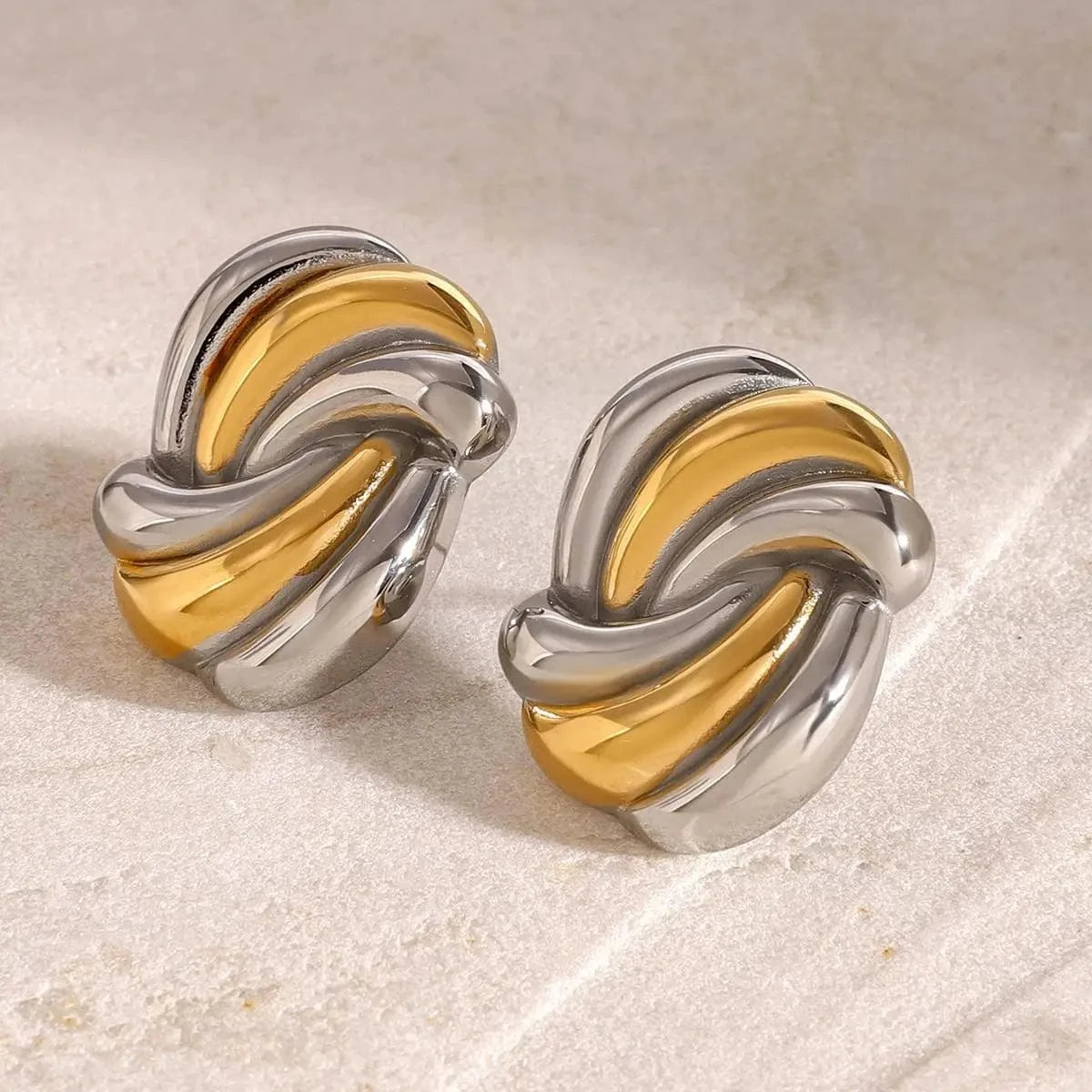 Trendy / E2414 E2414 Trendy Summer Style 18k Gold Stainless Steel Ocean Wave Color Block Earrings
