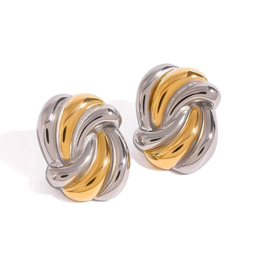 Trendy / E2414 E2414 Trendy Summer Style 18k Gold Stainless Steel Ocean Wave Color Block Earrings