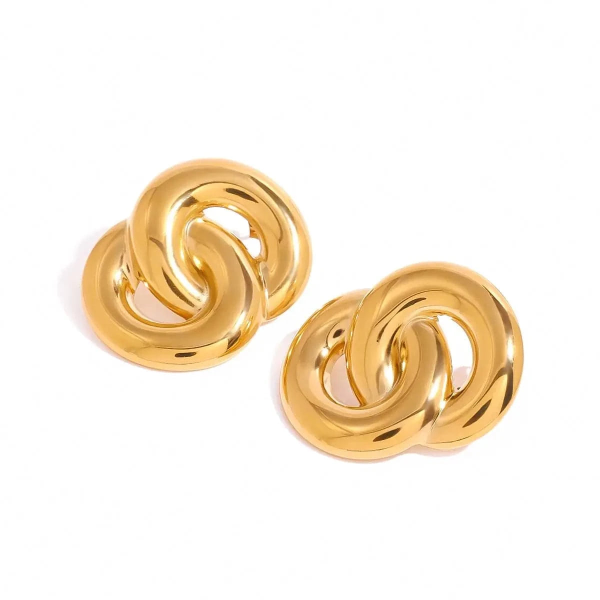 trendy / E2453 E2453 Statement Stainless Steel Earrings Luxury 18k Gold Plated Jewelry Geometric Polished 8-shaped Oval Cross Earrings