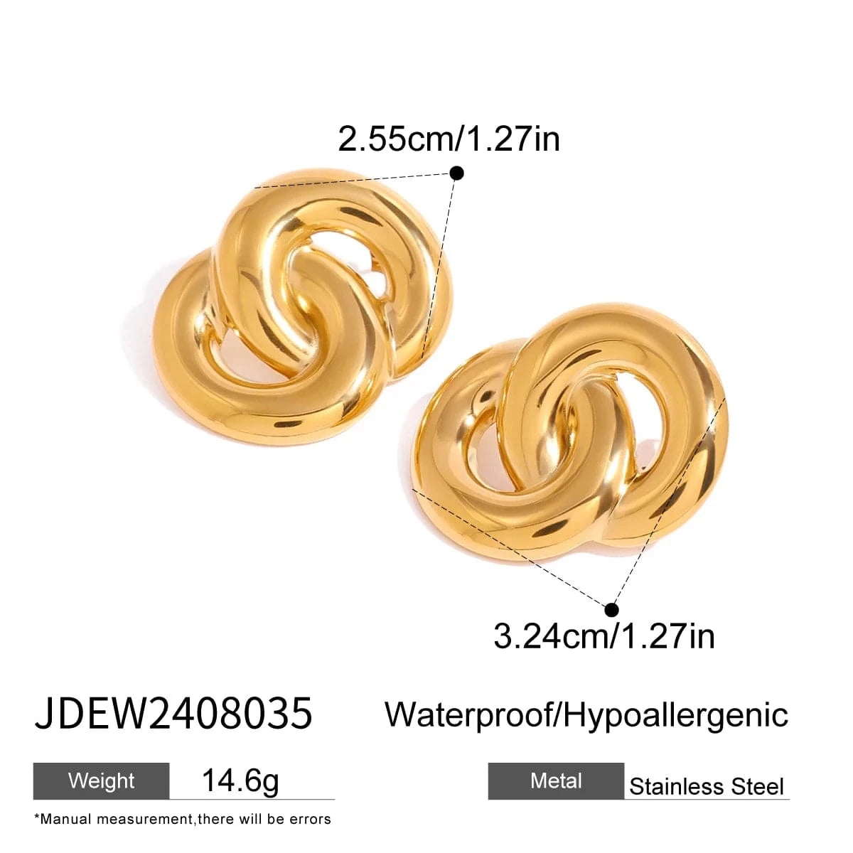trendy / E2453 E2453 Statement Stainless Steel Earrings Luxury 18k Gold Plated Jewelry Geometric Polished 8-shaped Oval Cross Earrings