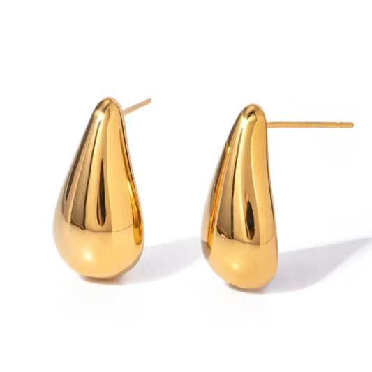 Trendy / E2670 E2670 18K Gold Plated Stainless Steel Smooth Drop-shaped Earrings