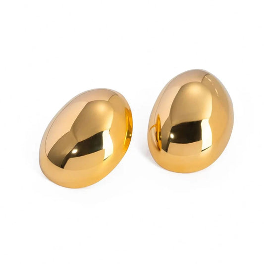 Trendy / E2674 E2674 Design 18K PVD Gold Silver Stainless Steel High Polished Smooth Oval Teardrop Shaped Earrings For Women