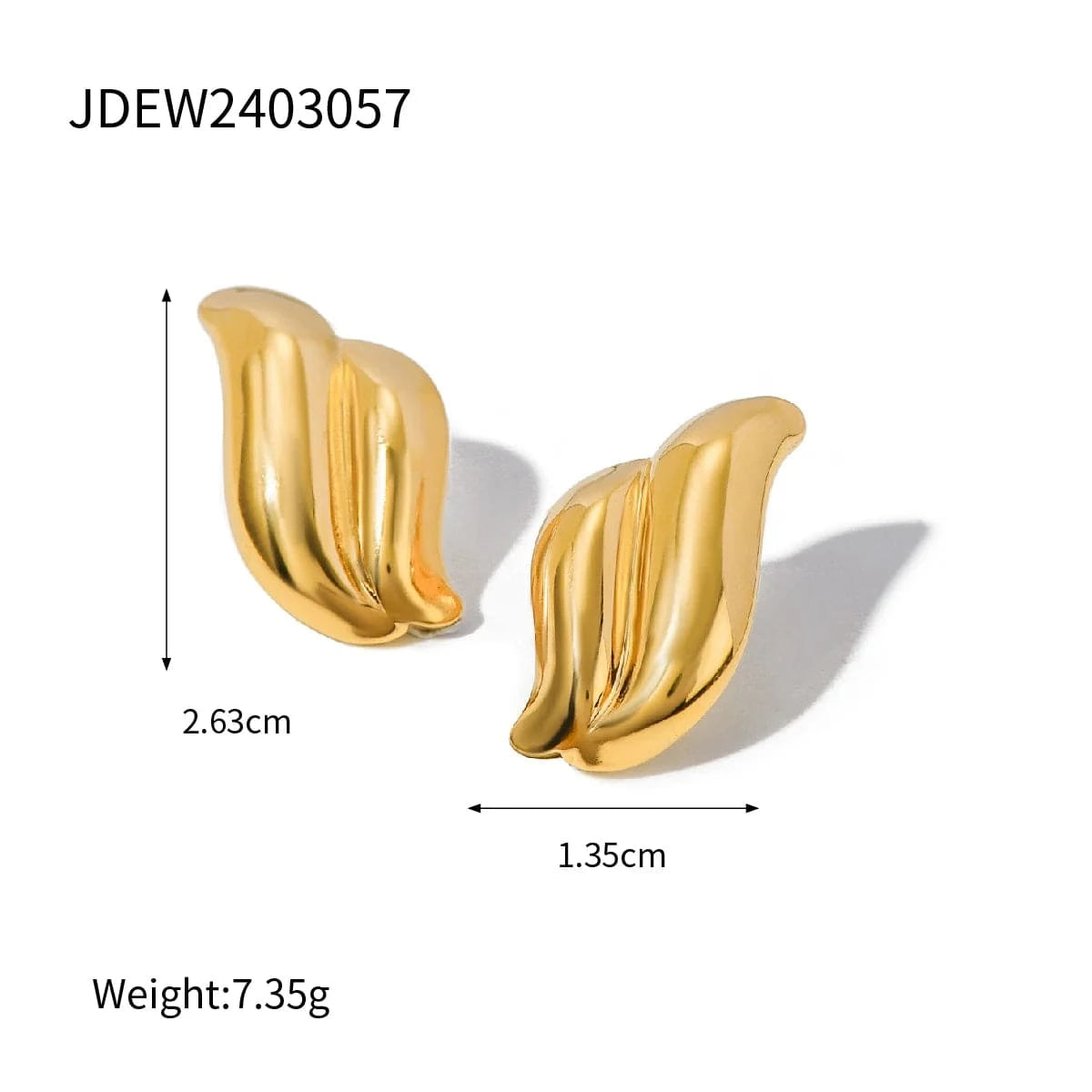 trendy / E2701 E2701 Waterproof Stainless Steel Earring Swirl Stud Texture Layers Milti layered Geometric Stud Earring For Women Girl