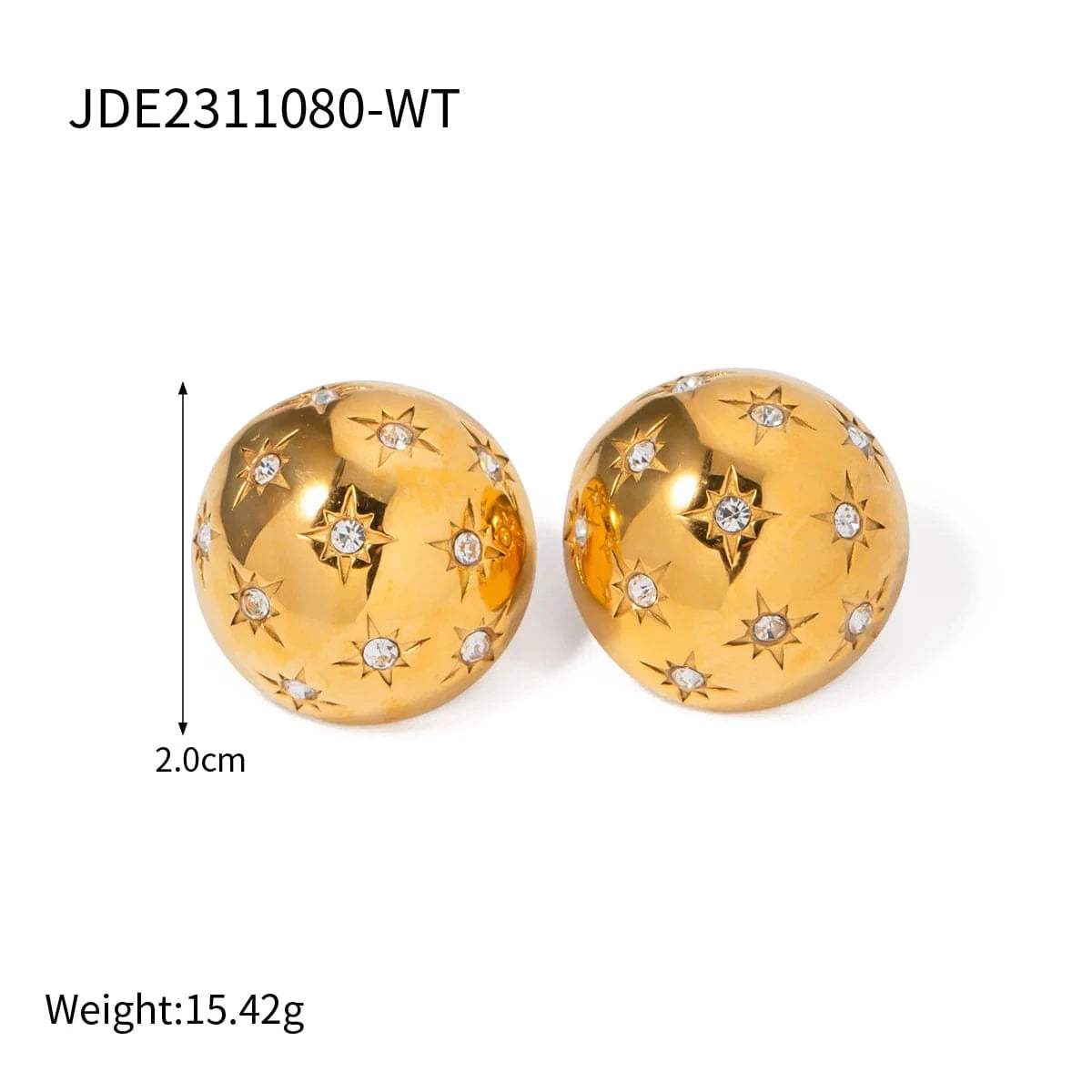 Trendy / E3400 E2984 Gold Silver Plated Ball Earrings Elegant Stainless Steel Stud Earring for Women Fashion Jewelry