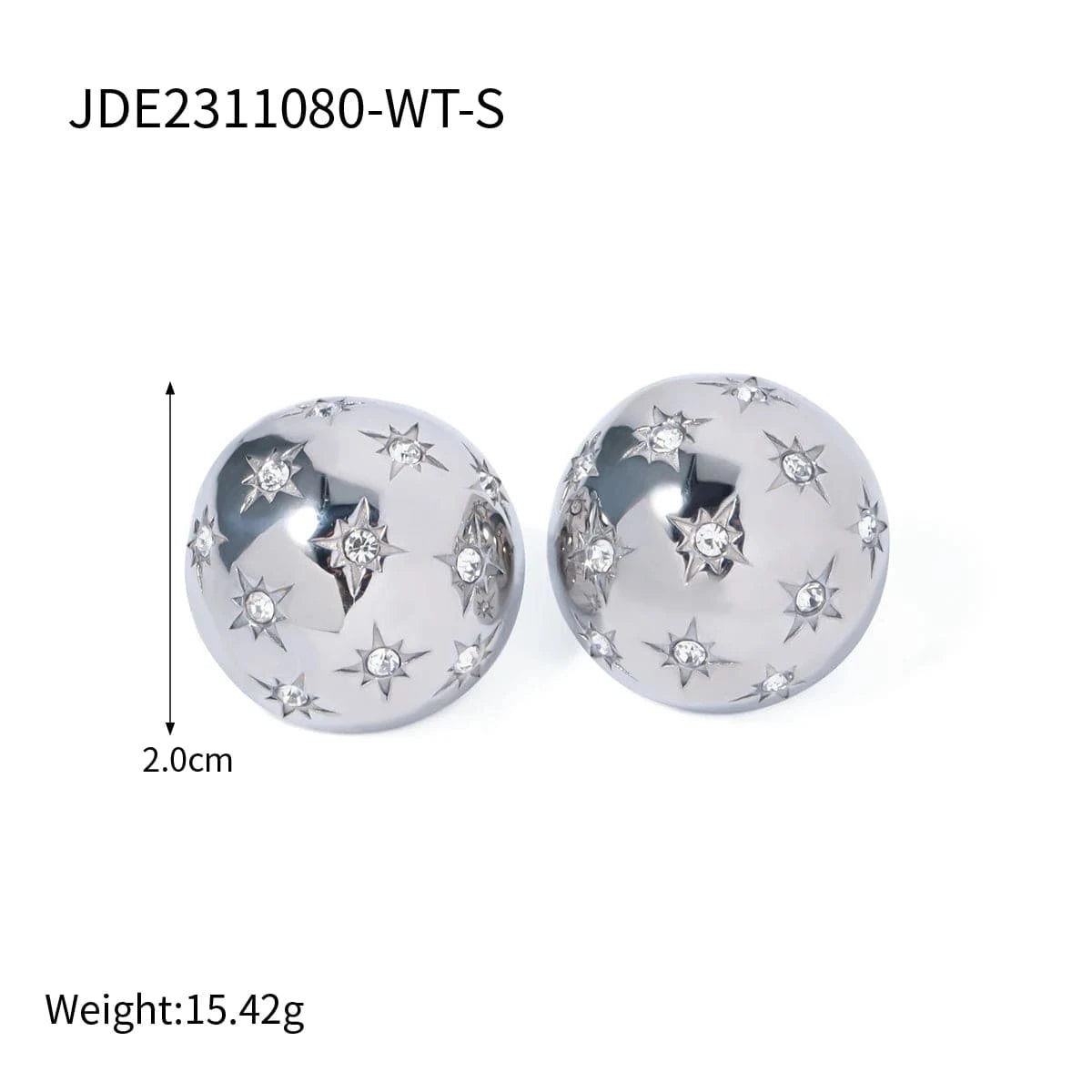 Trendy / E3400S E2984 Gold Silver Plated Ball Earrings Elegant Stainless Steel Stud Earring for Women Fashion Jewelry