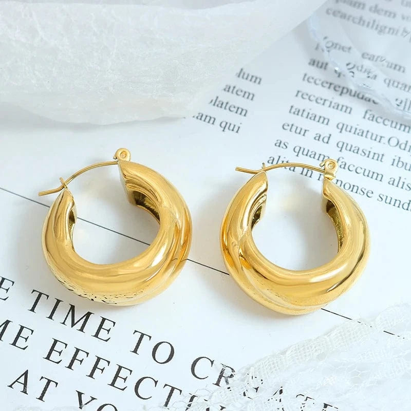 TRENDY / F194- gold earrings French Double Ring Cross Earrings Copper Wholesale Jewelry with Gold or Silver Plating Trendy Style for Parties or Engagements