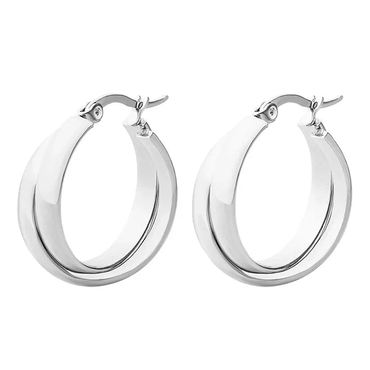 TRENDY / F375- Sliver earrings Wholesale China Custom High Quality Hypoallergenic Jewelry Stainless Steel 18K Gold Plated U Type Earrings For Sale