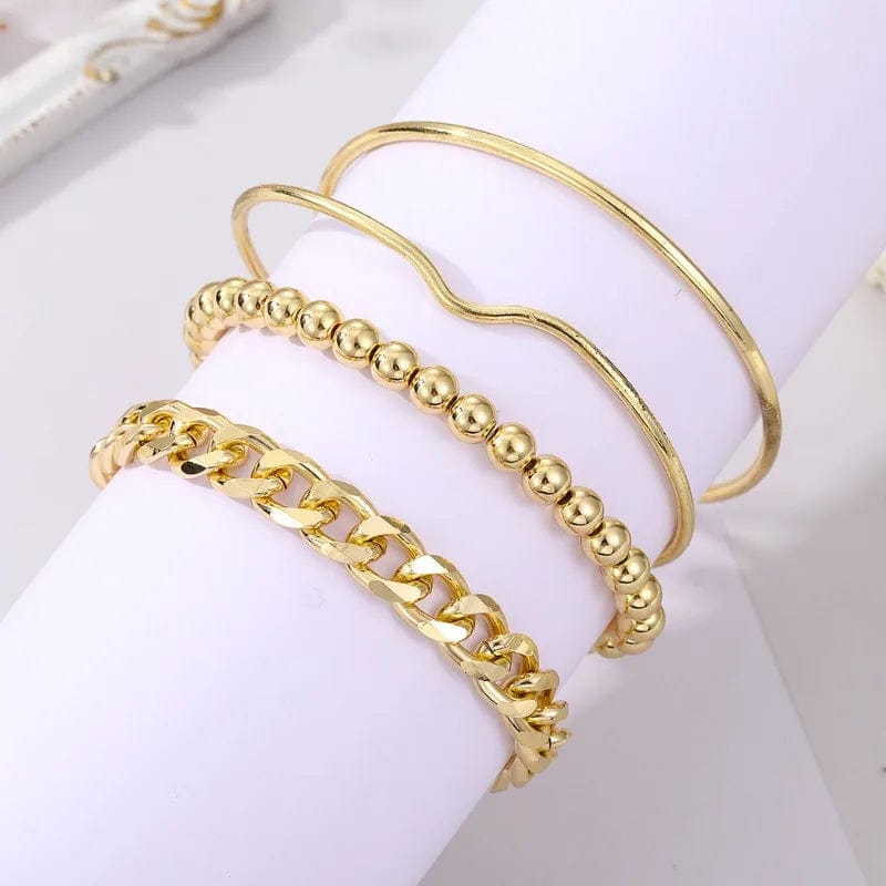 Trendy / Gold Niche Fashion Bracelet Beads For Jewelry Making Irregular Hand Chain Bracelet 4-Piece Set Jewelry Open Bangle Bracelet