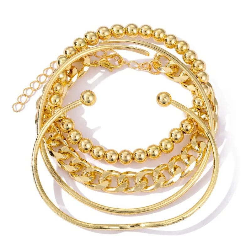 Trendy / Gold Niche Fashion Bracelet Beads For Jewelry Making Irregular Hand Chain Bracelet 4-Piece Set Jewelry Open Bangle Bracelet