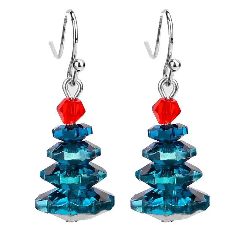 TRENDY / Hole blue 2024 New Creative Christmas Tree Earings Elegant Women's Pendant Earrings Multi Layer Electroplated Crystal Jewelry