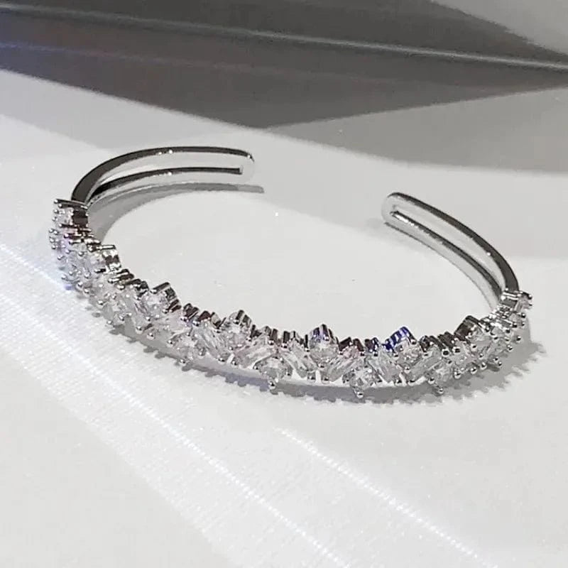 Trendy / Irregular Zircon Bracelet Fashionable Full Diamond Bracelet Women New 2024 Irregular Bracelet High Grade Exquisite Open Bangle Bracelet