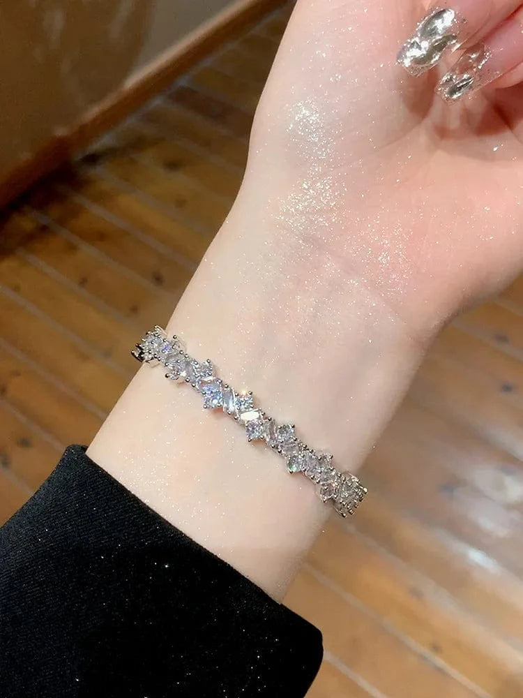 Trendy / Irregular Zircon Bracelet Fashionable Full Diamond Bracelet Women New 2024 Irregular Bracelet High Grade Exquisite Open Bangle Bracelet