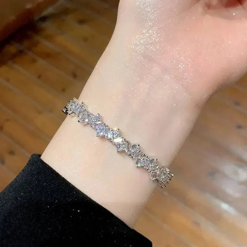 Trendy / Irregular Zircon Bracelet Fashionable Full Diamond Bracelet Women New 2024 Irregular Bracelet High Grade Exquisite Open Bangle Bracelet