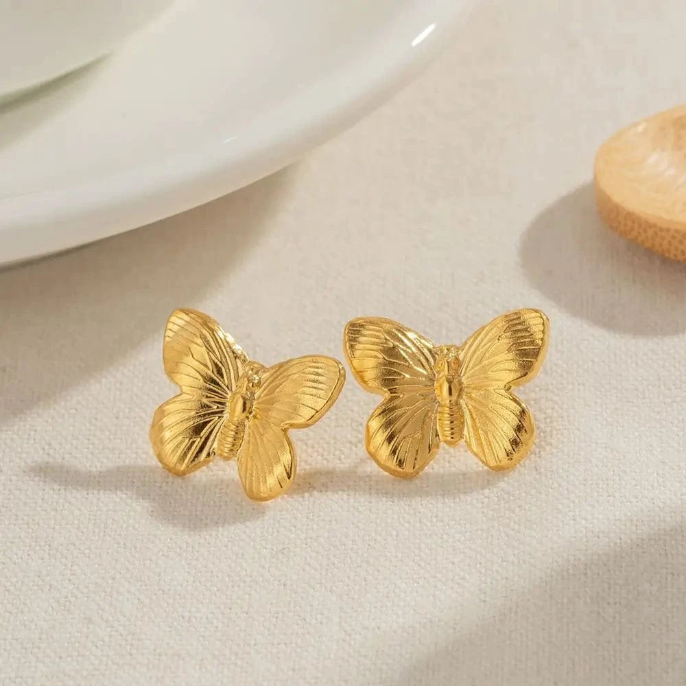 TRENDY / JDEW2305036 Latest New Trend 18K Gold-plated Chic Butterfly Earring Stainless Steel Stud Fashion Jewelry For Women