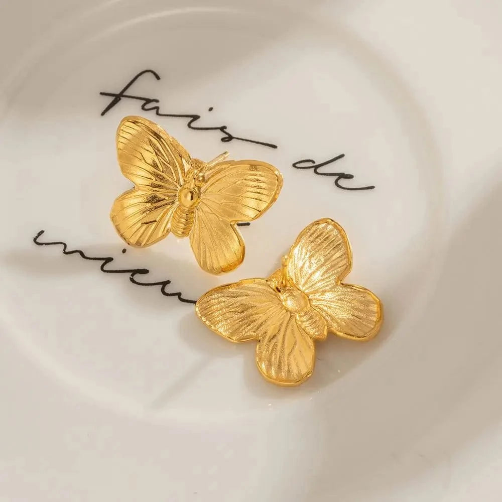 TRENDY / JDEW2305036 Latest New Trend 18K Gold-plated Chic Butterfly Earring Stainless Steel Stud Fashion Jewelry For Women