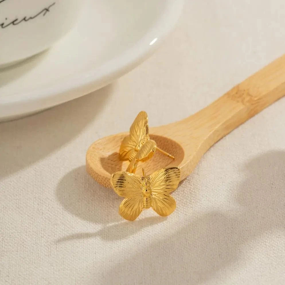 TRENDY / JDEW2305036 Latest New Trend 18K Gold-plated Chic Butterfly Earring Stainless Steel Stud Fashion Jewelry For Women