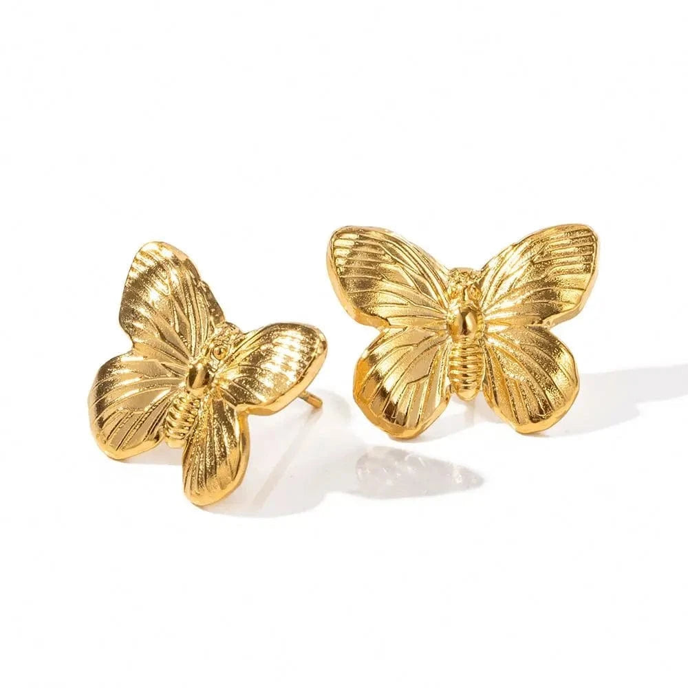 TRENDY / JDEW2305036 Latest New Trend 18K Gold-plated Chic Butterfly Earring Stainless Steel Stud Fashion Jewelry For Women