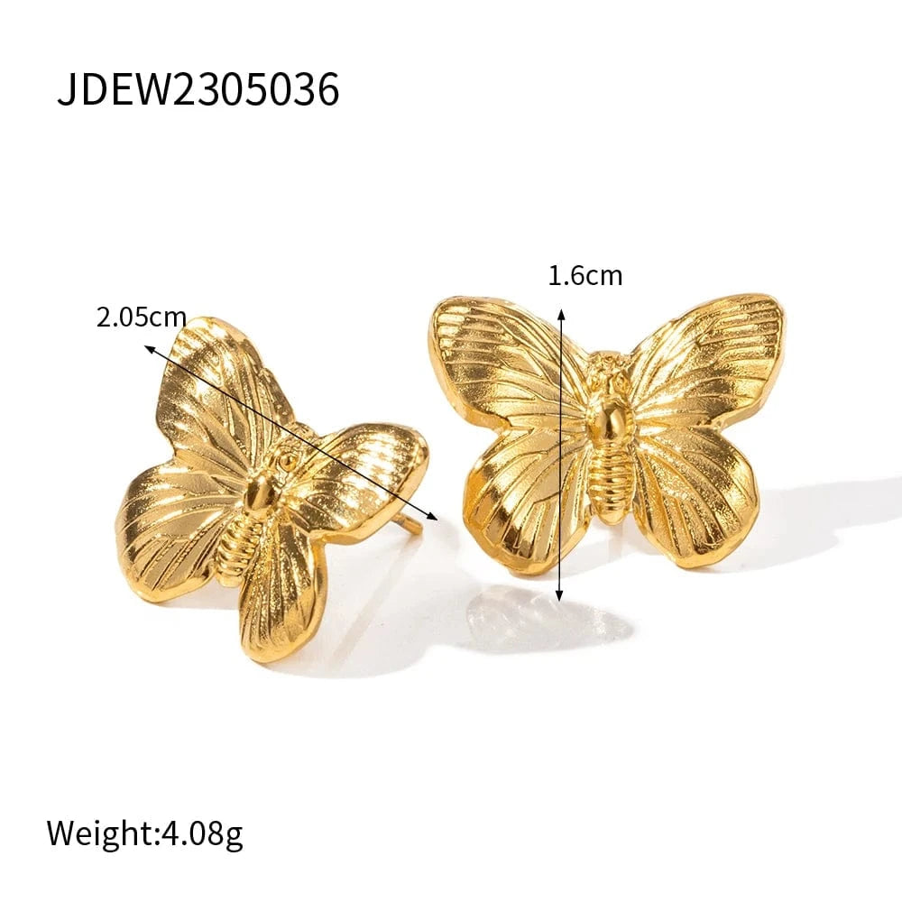 TRENDY / JDEW2305036 Latest New Trend 18K Gold-plated Chic Butterfly Earring Stainless Steel Stud Fashion Jewelry For Women