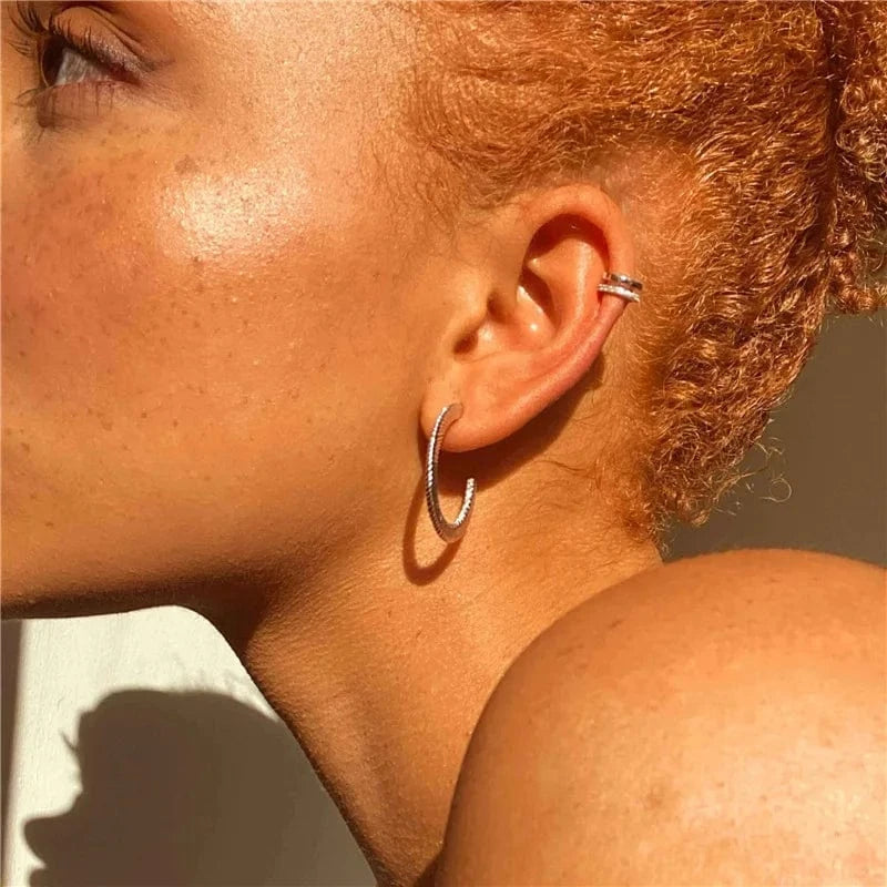 Trendy jewelry custom logo wholesale statement large 18k gold plated 925 sterling silver C shape hoop earrings for women