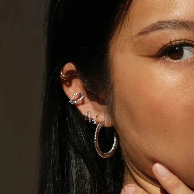 Trendy jewelry custom logo wholesale statement large 18k gold plated 925 sterling silver C shape hoop earrings for women