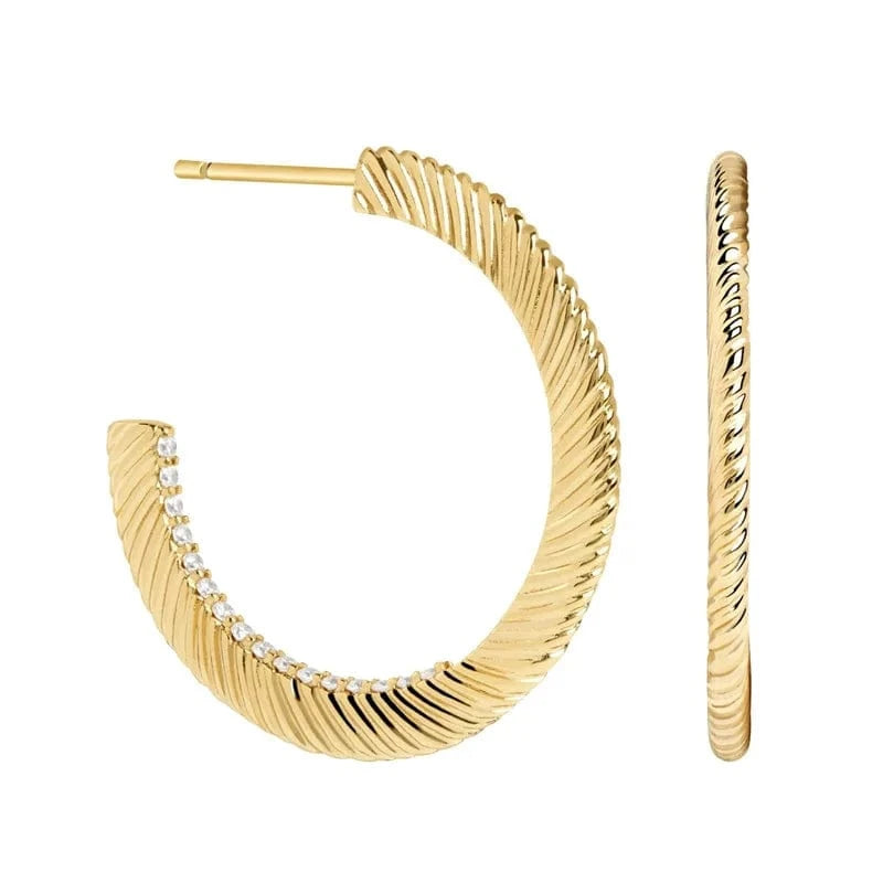 Trendy jewelry custom logo wholesale statement large 18k gold plated 925 sterling silver C shape hoop earrings for women