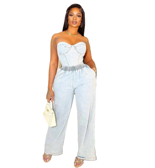 Trendy Light Blue Denim 2-Piece Set for Women