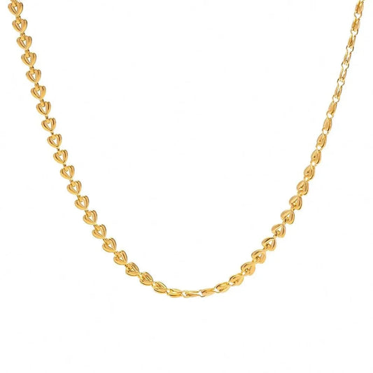 TRENDY / N2259 N2259 18K Gold Plated stainless steel filigree heart link Necklace for Woman for girls