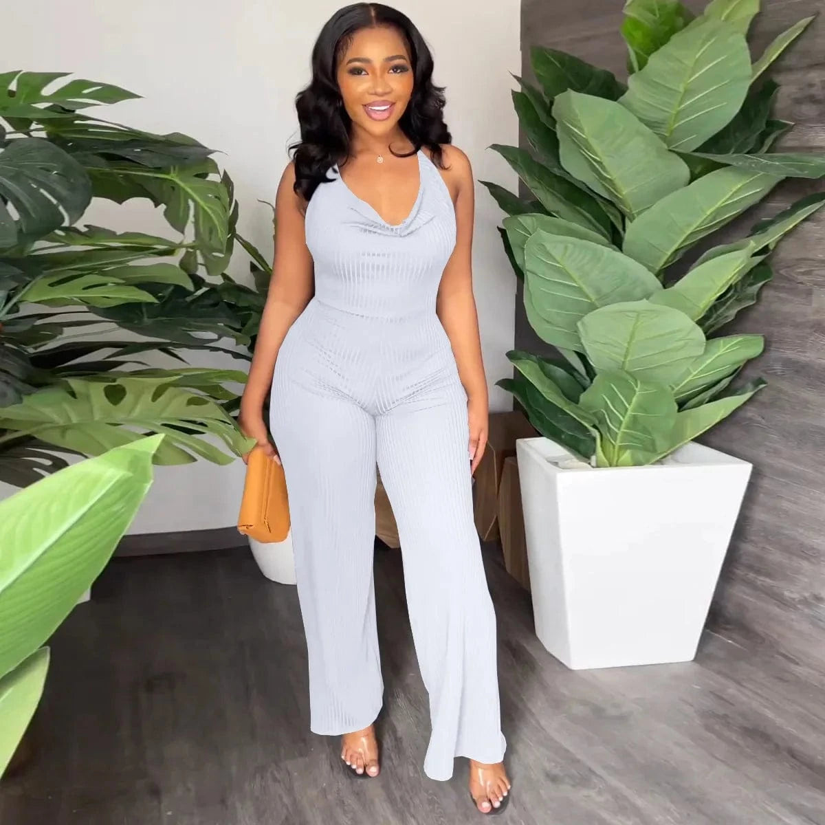 Trendy One Piece Jumpsuit Women Summer Bodysuit For Women Wide Leg Pants Ladies Cami Jumpsuit  Womens Playsuit &Jumpsuit