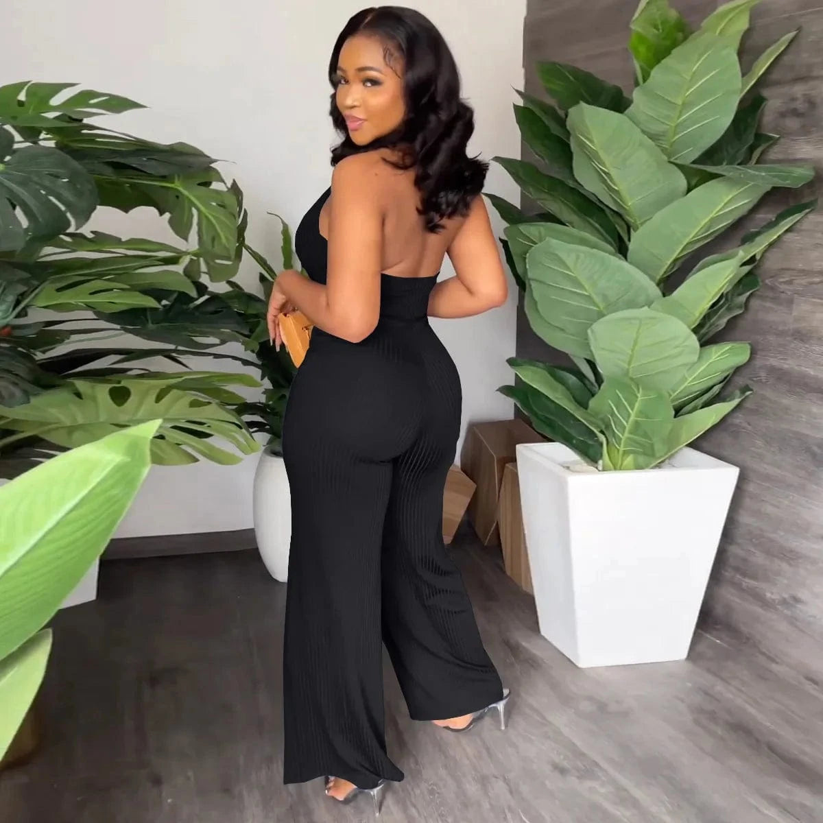 Trendy One Piece Jumpsuit Women Summer Bodysuit For Women Wide Leg Pants Ladies Cami Jumpsuit  Womens Playsuit &Jumpsuit
