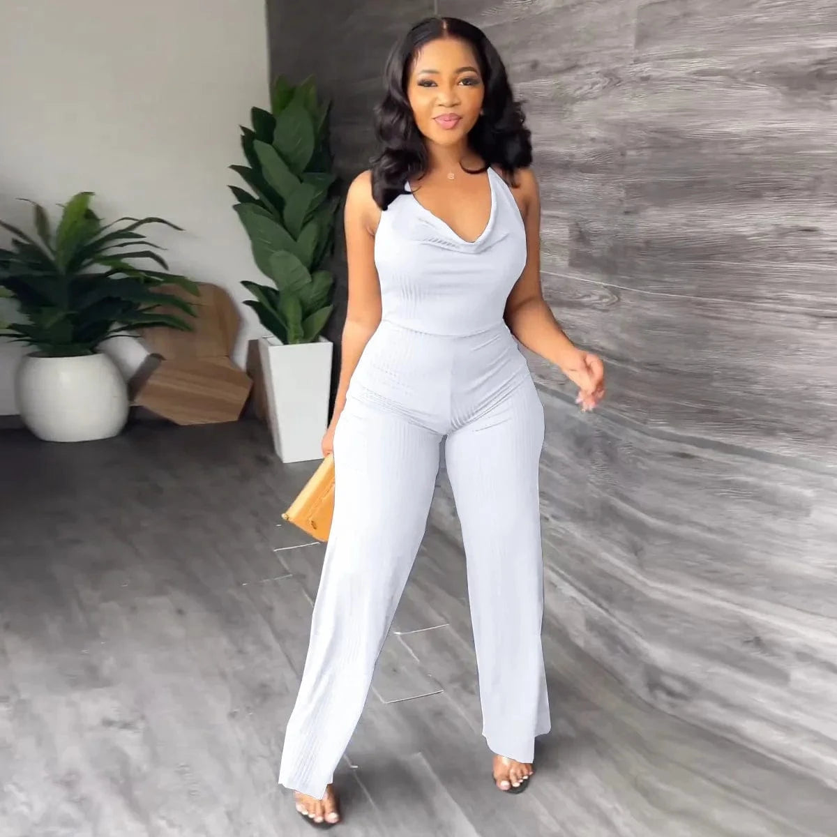 Trendy One Piece Jumpsuit Women Summer Bodysuit For Women Wide Leg Pants Ladies Cami Jumpsuit  Womens Playsuit &Jumpsuit