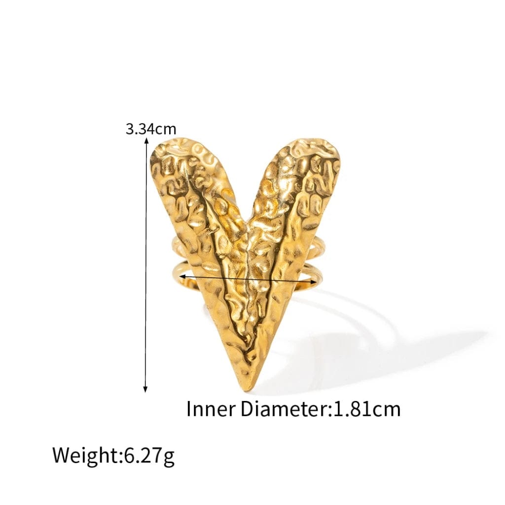 Trendy / one size / ring New Trendy PVD Gold Plated Heart Stud Earring & Ring Set Stainless Steel Jewelry Tarnish Free