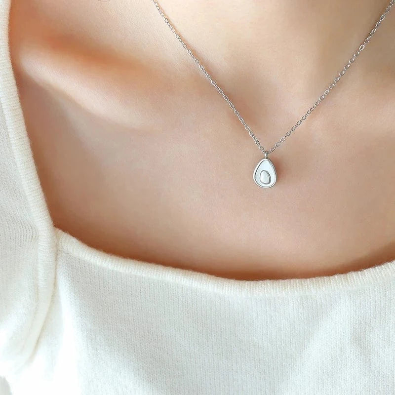 TRENDY / P261- Silver necklace 2023 new jewelry personality avocado egg shape necklace earring jewelry sets