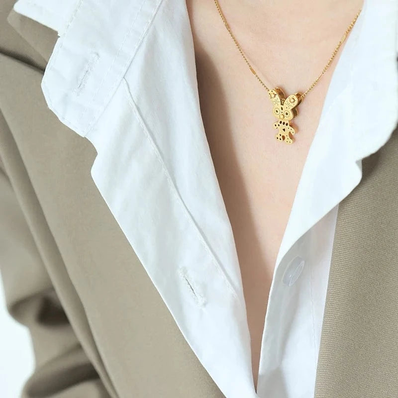 TRENDY / P872 -Gold necklace Wholesale Music Festival Punk Cartoon Rabbit Necklace Hot Selling Fashion Necklace Jewelry