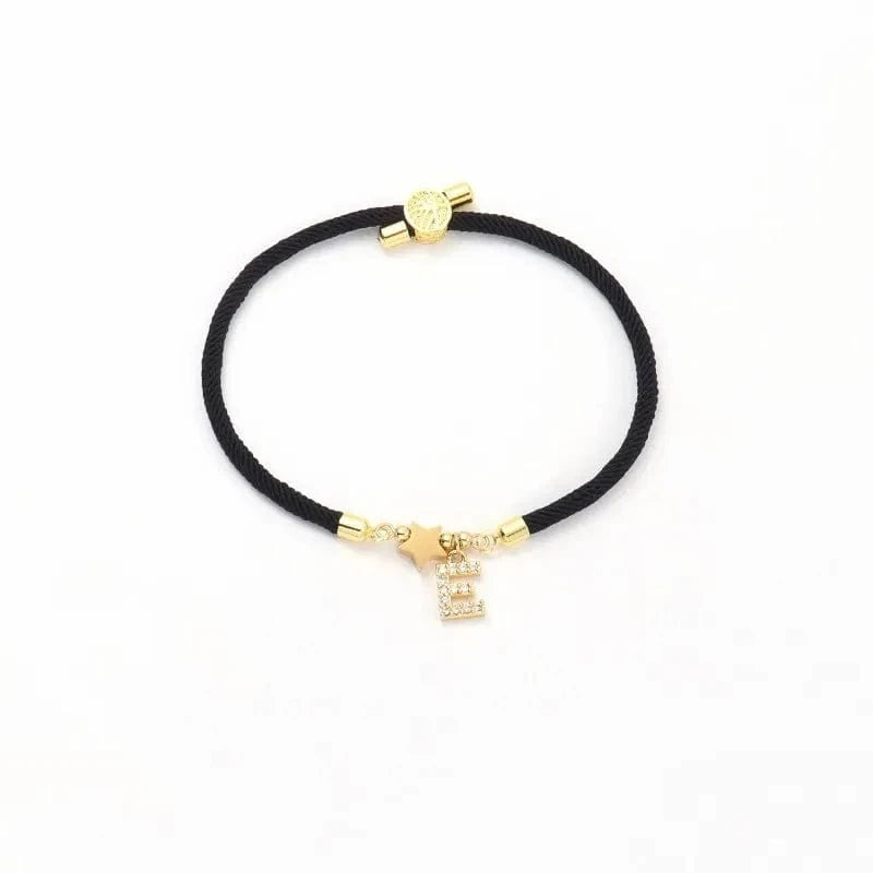 Trendy Pave Cubic A-Z Initial Letter Women Bracelet Star Heart Flower Adjustable Rope Bracelet For Women Jewelry Gift