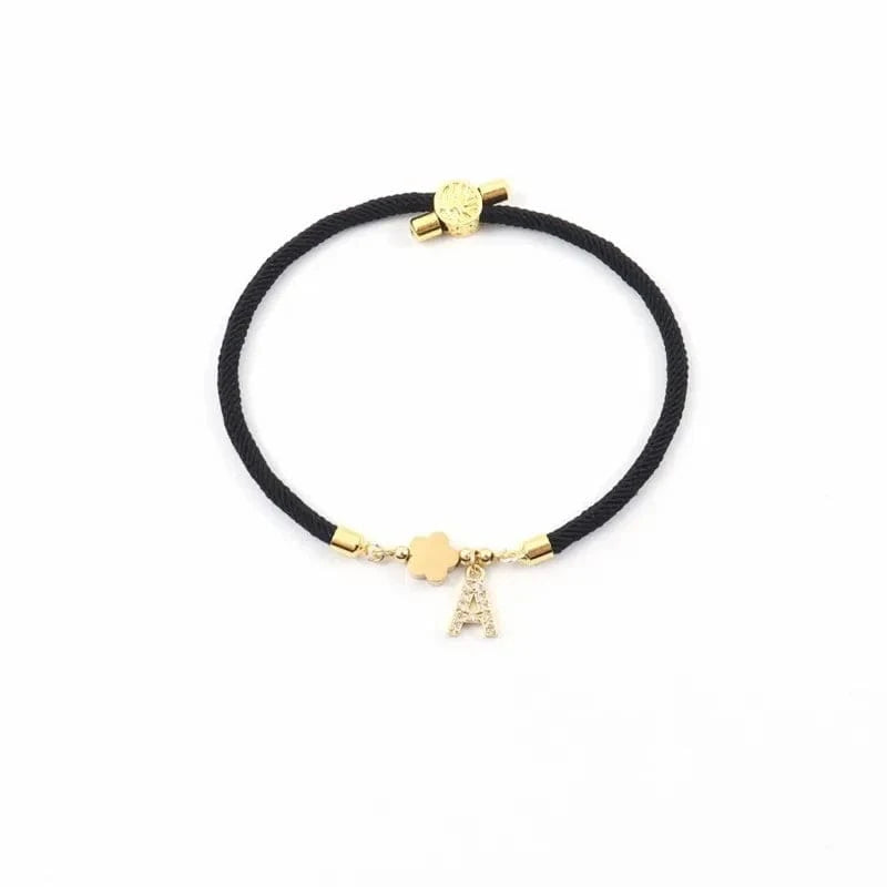 Trendy Pave Cubic A-Z Initial Letter Women Bracelet Star Heart Flower Adjustable Rope Bracelet For Women Jewelry Gift