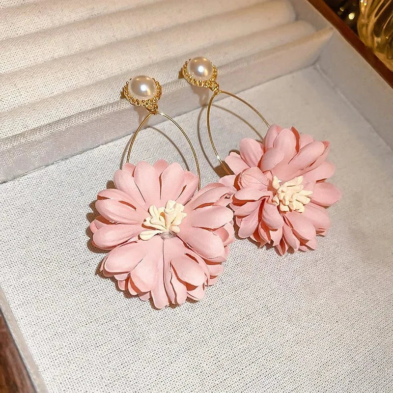 TRENDY / Pink KAITIN Fashion Cute Pearl Flower Pendant Earrings Wholesale Designer Earrings Jewelry For Women Teen Girl