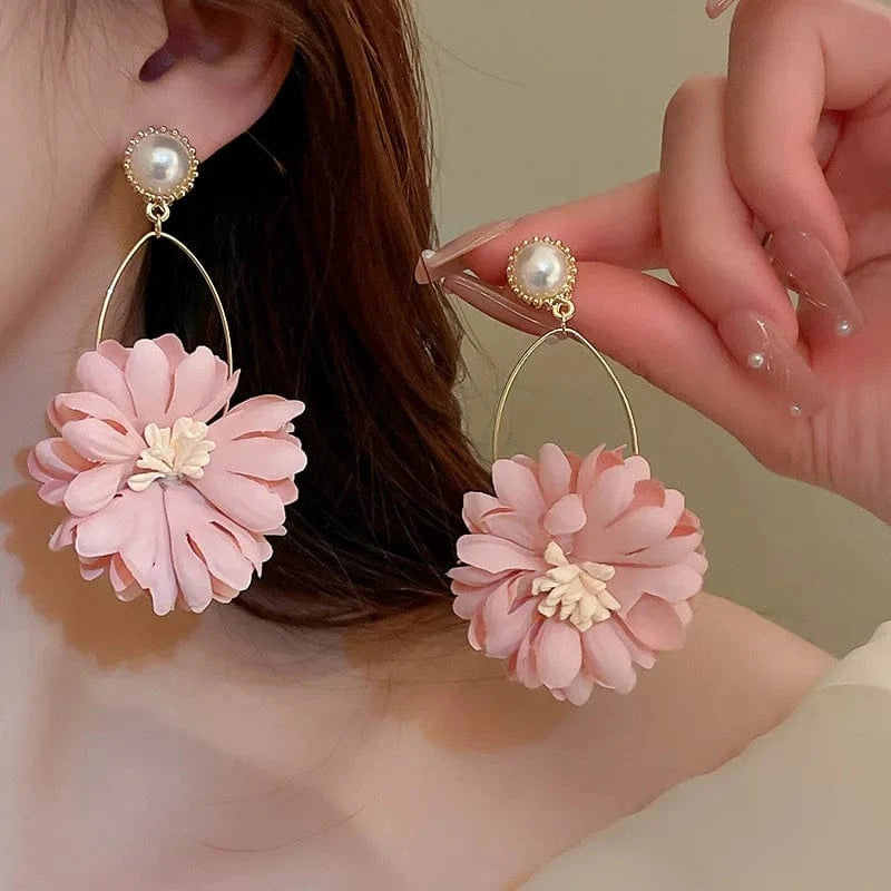 TRENDY / Pink KAITIN Fashion Cute Pearl Flower Pendant Earrings Wholesale Designer Earrings Jewelry For Women Teen Girl