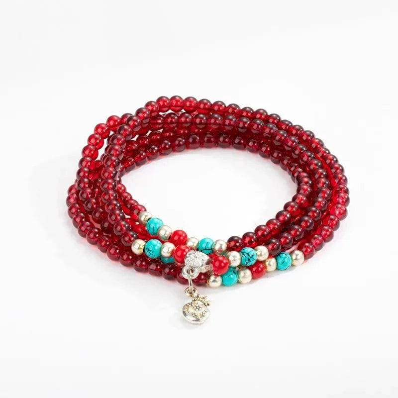 Trendy / Red Fashionable Full Red Bead Bracelet Popular Weave Bracelet Temperament Versatile Multilayer Bracelet For Women Jewelry