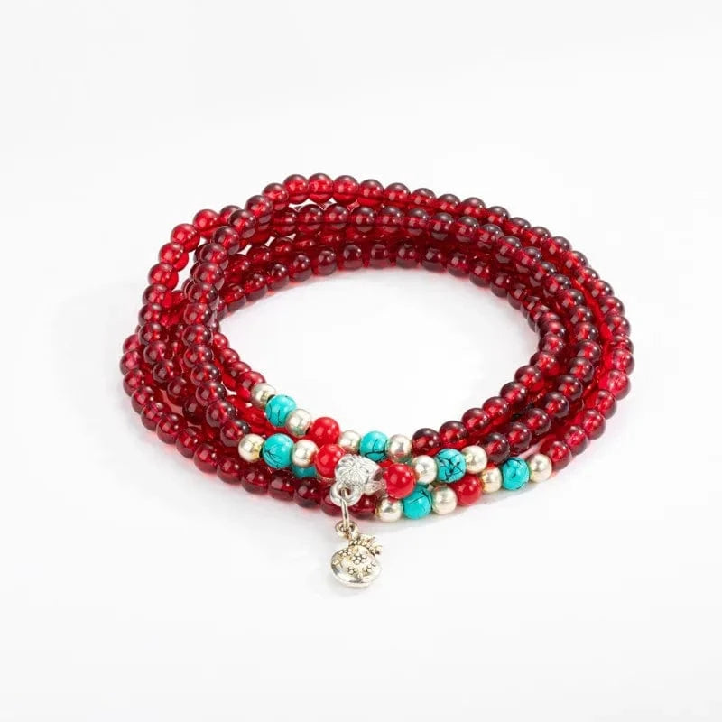 Trendy / Red Fashionable Full Red Bead Bracelet Popular Weave Bracelet Temperament Versatile Multilayer Bracelet For Women Jewelry