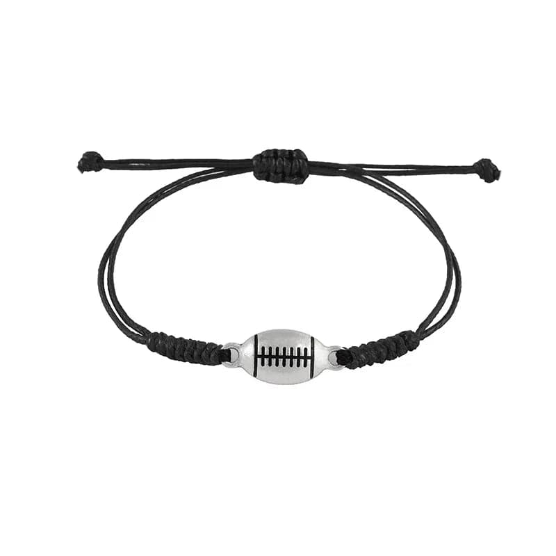 Trendy / Rugby New Popular Minimalist Alloy Football Bracelet Wax Thread Handcrafted Woven Bracelets Versatile Adjustable Rope Bracelet
