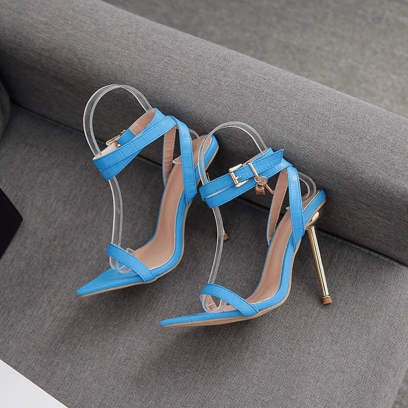 Trendy Sandalias Romanas Sexy Pretty Girls Stiletto Summer New Heels for Women Open-toed Thin Heel Buckle High Heel Sandals