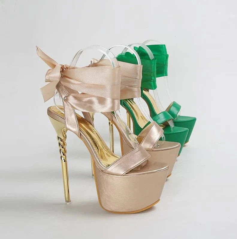 Trendy Silk Strappy High Heels 15 CM Strippers Heels Platform Shoes Ladies Pole Dance Trendy Women Sandals