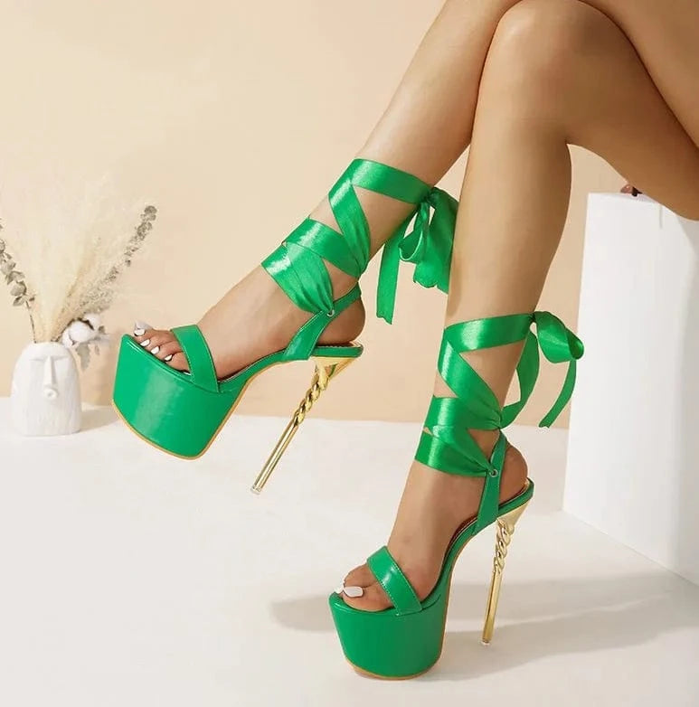 Trendy Silk Strappy High Heels 15 CM Strippers Heels Platform Shoes Ladies Pole Dance Trendy Women Sandals