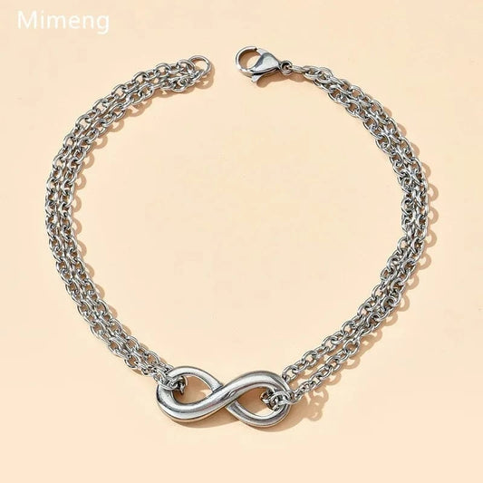 Trendy / silver Instagram Cold Style Digital Bracelet New Titanium Steel Bracelet Women's Minimalist Design Silver Bracelet