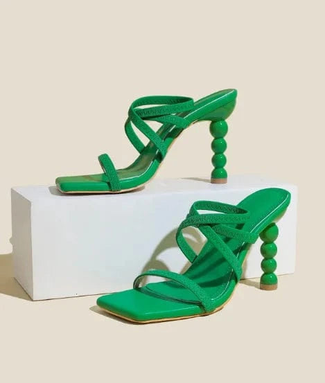 trendy stiletto high heels size 35-42 shaped heels elastic slip-on straps comfortable sandals for women